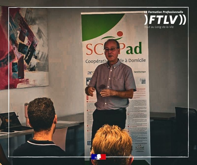 Peut être une image de étudier et texte qui dit ’La Formation Professionnelle FormationProfessionnelle sionnelle )FTLV)) ToutauLongdelaVie outauLong Long del Vie SC SCePad Pad Coopérativ deà à Domicile are Handidactique’