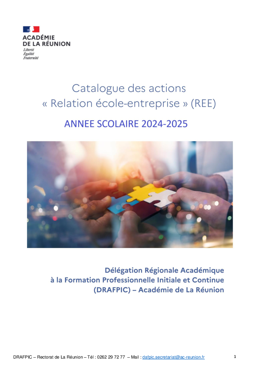 Catalogue des actions Relations Ecole Entreprise 2024-2025